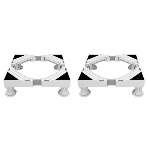 2X Support de Machine à Laver, Piédestal Réfrigérateur Sèche-Linge Longueur Réglable, Charge 300 Kg Anti-Vibration Anti-Bruit
