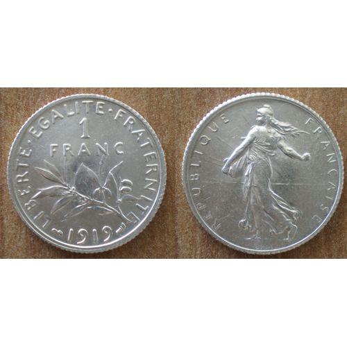 France 1 Franc 1919 Neuve Piece Semeuse Argent Francs