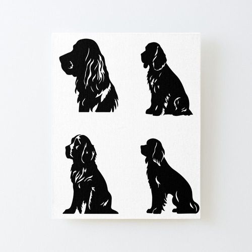 Canevas imprimer Silhouettes noires de chien épagneul Clumber Sans cadre 40x50cm DIY installer