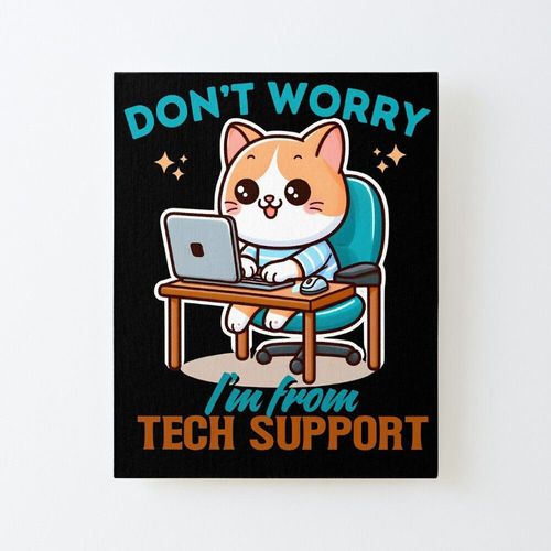 Canevas imprimer ne vous inquiétez pas, je viens du support technique, un chat animé amusant qui travaille sur PC Sans cadre 40x50cm DIY installer