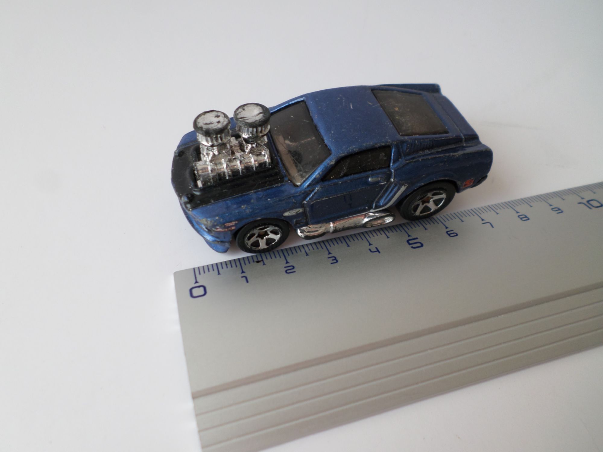 Dragster Modele Bleu Mustang Double Turbo Argente-Hot Wheels