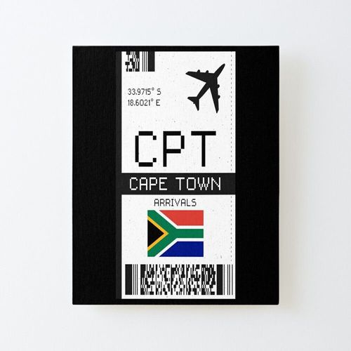 Canevas imprimer Aéroport CPTe Town - Billet de carte d'embarquement pour l'Afrique du Sud Sans cadre 40x50cm DIY installer