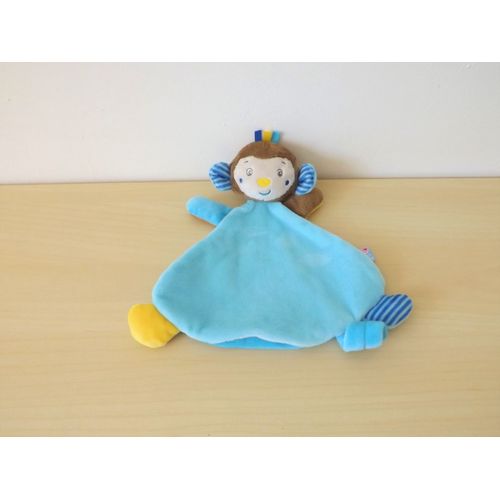 Doudou Singe Bleu Sucre D'orge