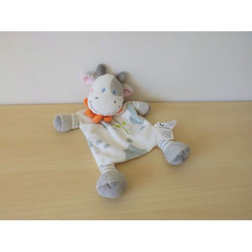 Doudou Vache Blanche Grise Orange Nicotoy