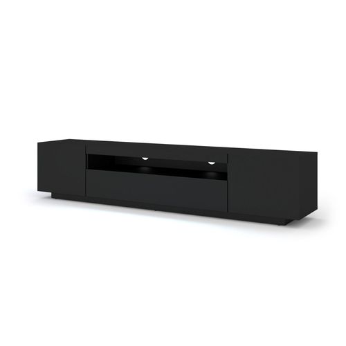 Meuble Tv Universel Aura 200, Suspendu, Noir Mat Sans Led