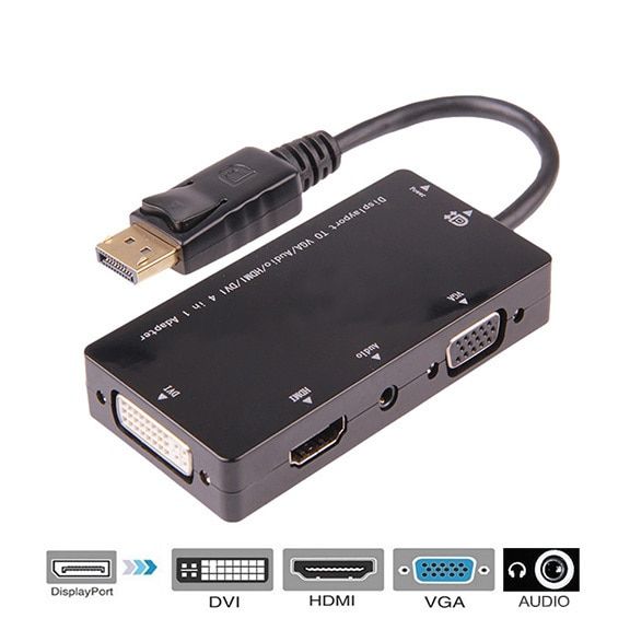 DP  5 dans 1 - Adaptateur Audio DP  HDMI VGA DVI 4 en 1, c...