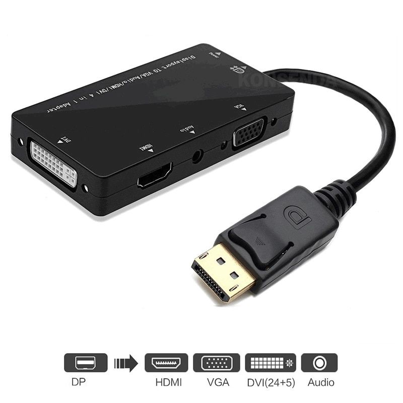 DP  5 dans 1 - Adaptateur Audio DP  HDMI VGA DVI 4 en 1, c... - 2