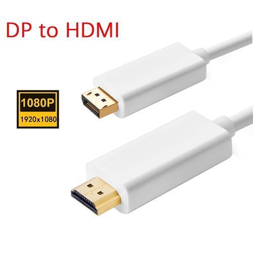 1080P DP à HDMI - 1.8m - Adaptateur compatible HDMI Displayport 6 pieds, convertisseur de Port d'affichage 1080P 4K pour PC DP à câble HDMI Displayport
