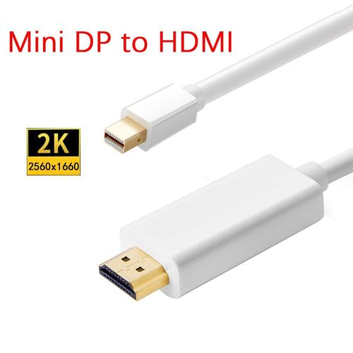 2K MINI DP à HDMI - 1.8m - Adaptateur compatible HDMI Displayport 6 pieds, convertisseur de Port d'affichage 1080P 4K pour PC DP à câble HDMI Displayport