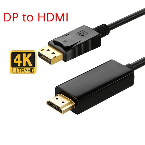 4K DP à HDMI - 1.8m - Adaptateur compatible HDMI Displayport 6 pieds, convertisseur de Port d'affichage 1080P 4K pour PC DP à câble HDMI Displayport