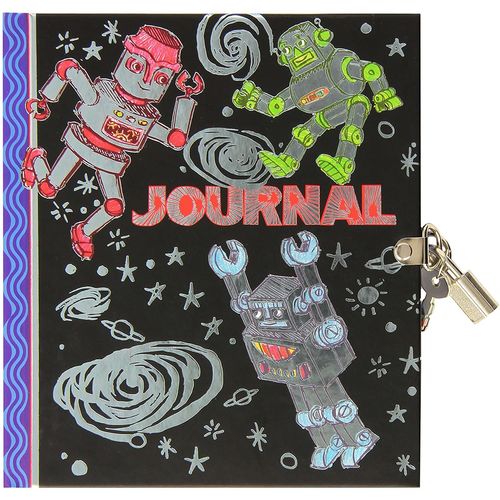 Eeboo Journal Intime Secret 176 Feuilles Lignées Avec Cadenas Et Clés Motif Robots