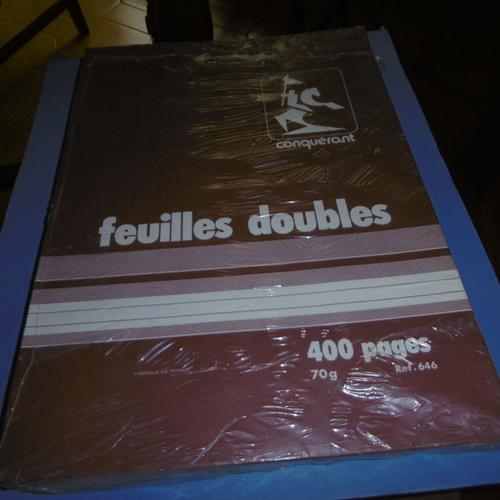 Paquet De 100 Feuilles Doubles 210x297mm Ligné Non Perforées Conquerant N° 646