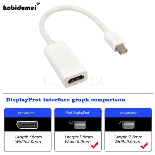 blanco - = 0.5 m - adaptateur Mini DisplayPort vers HDMI pour Apple Mac Macbook Pro Air, Thunderbolt, haute qualité, 2019