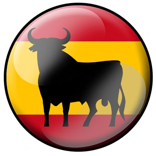 Drapeau Rond Taureau Espagnol - 5cm - Sticker/Autocollant