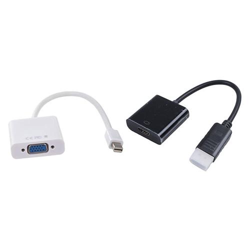 blanc noir - Adaptateur VGA Mini DisplayPort vers VGA, avec Port d'affichage DP mâle HDMI femelle, câble adaptateur M/F, pièces de rechange, 2 pièces