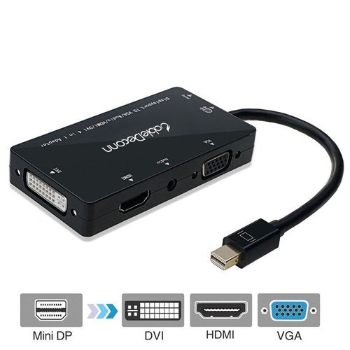 Le noir - 20cm - Câble adaptateur Mini Displayport DP vers HDMI VGA DVI Audio Compatible Thunderbolt 1080P pour Apple Macbook Air Pro Surface Pro