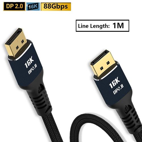 1M - Câble DisplayPort DP 2.0 1.4 vers 16K 8K 4K 144Hz 165Hz, Port d'affichage HD 3D pour carte graphique HDTV, projecteur vidéo PC portable