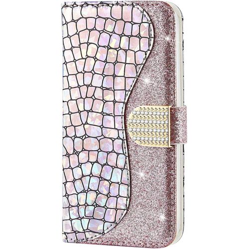 Coque Pour Iphone 6 Plus/Iphone 6s Plus, Etui Paillette Glitter Brillante Diamant Flip Case Cuir Coque A Rabat Housse Avec Magnetique Etui Pour Iphone 6 Plus/Iphone 6s Plus,Argent Or Rose