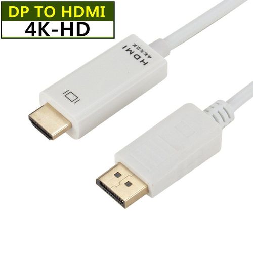 4K Blanc - 1.8m - câble DisplayPort vers HDMI, 4K @ 30Hz, 1080P, DP 1.2, pour projecteur, PS4, PC, HDTV, ordinateur portable