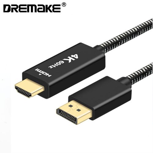 nègre - 2m - Câble DisplayPort vers HDMI, câble 4K/60Hz DP vers HDMI pour HDTV, moniteur, projecteur, ordinateur de bureau, AMD,ThinkPad