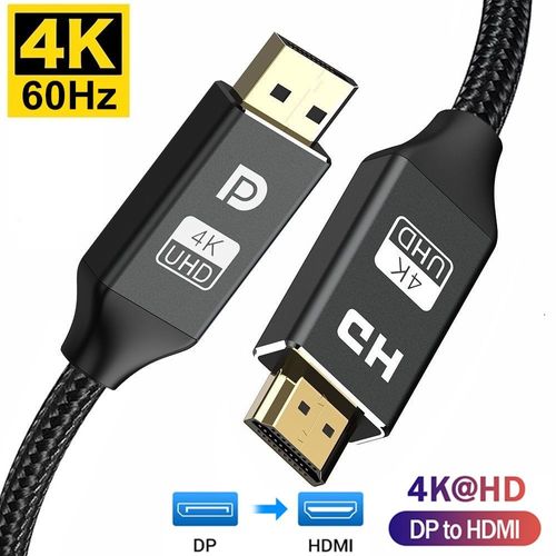 4K60Hz - 1.8m - Câble DisplayPort vers HDMI, DP vers HDMI HDMI 2.0, DP 1.2, pour projecteur, PS4, PC, HDTV, Lenovo, ordinateur portable, affichage