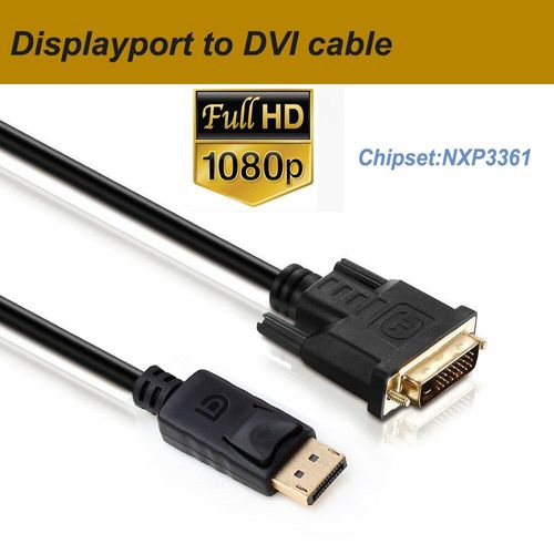 1080P DP à DVI - 1m - Câble Displayport vers VGA, DVI, HDMI, 4K, DP, pour ordinateur portable, HP, Dell, Asus, Lenovo