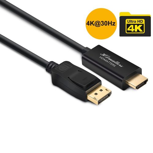 4K 30Hz - 1.8m - Câble DP vers HDMI 4K 60Hz, câble Displayport vers HDMI 2.0 pour PC 4K @ 60Hz,4K @ 30Hz,1080P @ 60Hz pris en charge