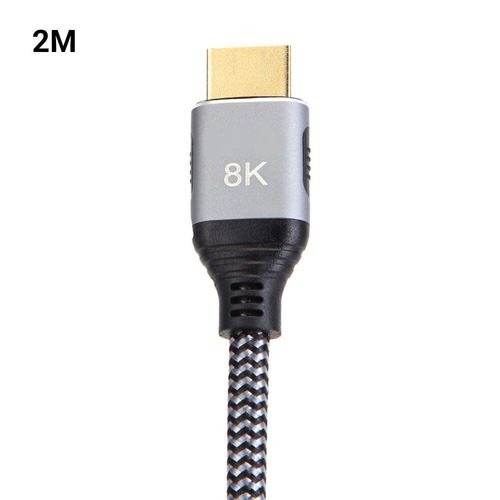 Gris - 2m - Câble Ethernet tressé Ultra HD 8K, cordon de Transmission haute vitesse 48Gbps, Compatible HDMI, pour projecteurs hdtv PS4/PS5