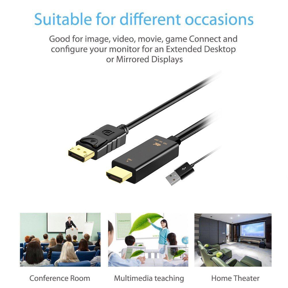 H147-HDMI DP 1.8m - Cble HDMI vers Displayport 4K 30Hz, con... - 3