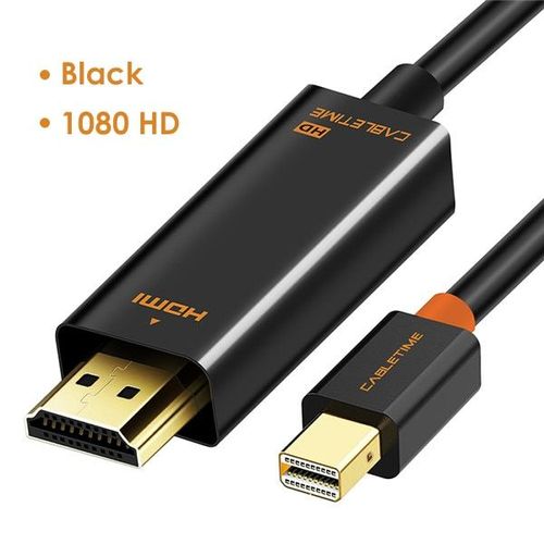 Noir 1080 HD - 1.8m - câble Mini Displayport 1.2 DP vers HDMI, adaptateur Thunderbolt vers HDMI, 4K x 2K, 1080P pour TV N043