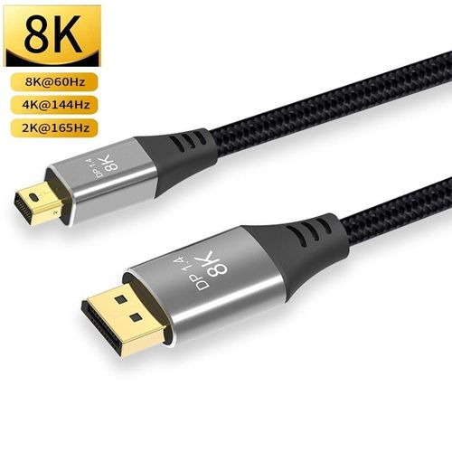 câble 2M - 1m - Câble Mini DisplayPort vers DisplayPort1.4 8K, avec Port Thunderbotl et câble DisplayPort