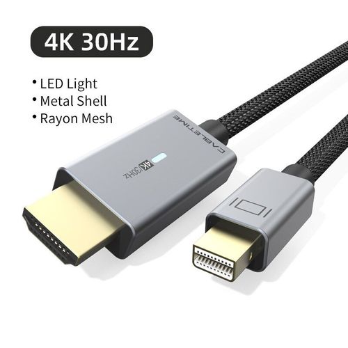 4K 30Hz - 3m - câble Mini DP vers HDMI, lumière LED 4K/60Hz, Mini Displayport vers HDMI, adaptateur Compatible pour Macbook Dell N368