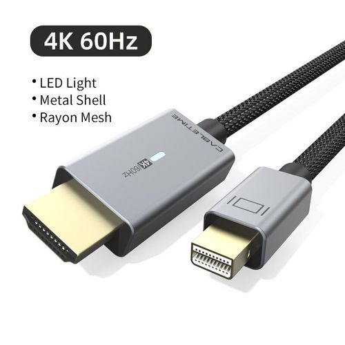 4K 60Hz - 3m - câble Mini DP vers HDMI, lumière LED 4K/60Hz, Mini Displayport vers HDMI, adaptateur Compatible pour Macbook Dell N368