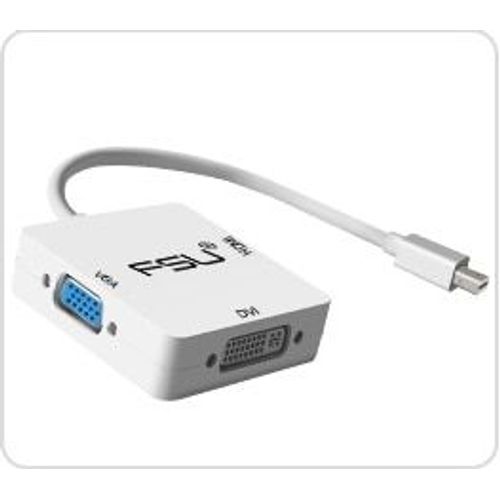 MiniDP à tous dans un - 15CM - Convertisseur de câble Mini DP vers HDMI VGA DVI adaptateur Thunderbolt convertisseur de câble Mini DP pour moniteur d'air MacBook 3 en 1 Mini DisplayPort
