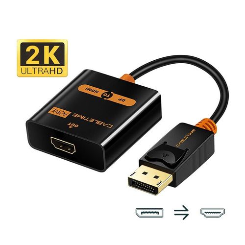 noir actif - 20cm - convertisseur DP vers HDMI, M/F, 4k/2k, adaptateur Displayport HDMI, pour Macbook N007