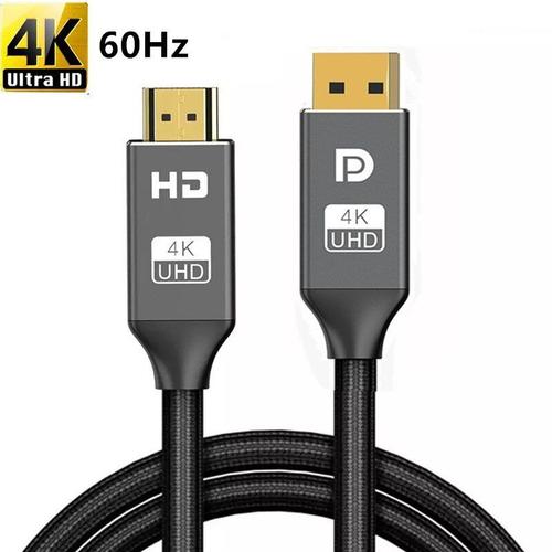 4K DP 60HZ HD - 1m - Displayport vers câble hdmi 4K 60Hz, port d'affichage, mini micro hdmi pour apple tv, ps4, ps5, xbox, série x, projecteurs, Audio d'ordinateur portable