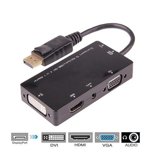 DP à 4, dans une - Standard - DP vers VGA DVI HD-MI Câble Adaptateur DisplayPort Convertisseur Display Port Vidéo Adaptateur pour PC Ordinateur Portable MONITEUR HDTV Projecteur