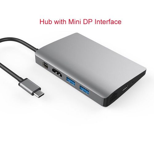 Moyeu avec DP - = 0.5 m - DZLST 9-en-1 USB C Hub Mini DP USB-C 4K Vidéo compatibles HDMI Moyeu avec Type-c Adaptateur Gigabit Ethernet USB 3.1 Type C 3.1 MOYEU