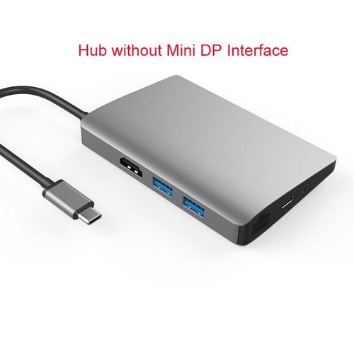 Hub sans DP - = 0.5 m - DZLST 9-en-1 USB C Hub Mini DP USB-C 4K Vidéo compatibles HDMI Moyeu avec Type-c Adaptateur Gigabit Ethernet USB 3.1 Type C 3.1 MOYEU