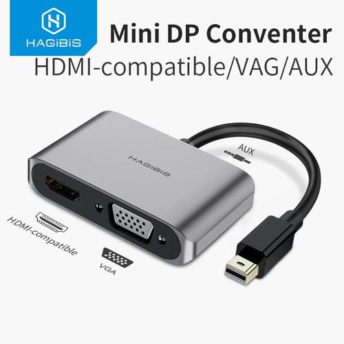 gris - Hagibis ? adaptateur VGA Mini DisplayPort vers HDMI, convertisseur Thunderbolt 2, câble DP 4K pour Apple MacBook Air Pro surface