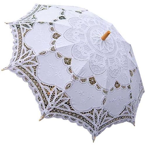 Expédié De Paris - Black Sugar Grande Ombrelle Parasol Blanche Déguisement Cosplay Mariage Soirée Décoration Photo Broderie