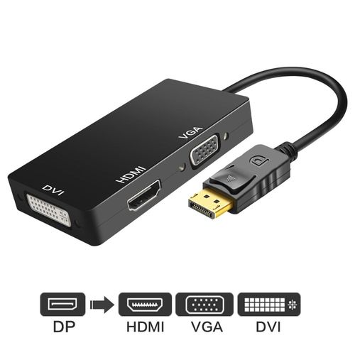 DP IN 1 à 3 - Standard - Mini adaptateur DisplayPort DP vers HDMI VGA DVI 3-en-1, convertisseur de câble DisplayPort, Mini câble DP pour Surface projecteur TV moniteur PC