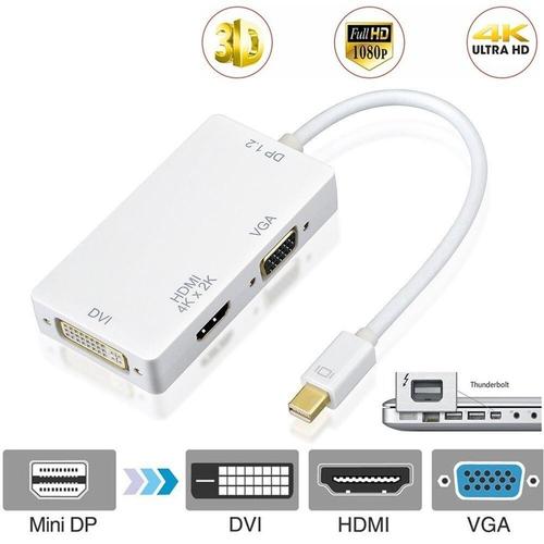 3 en 1 4k - Mini DisplayPort DP vers HDMI, connecteur de câble DVI VGA pour Apple MacBook Pro Air PC Mini DP vers HDMI, adaptateur Audio