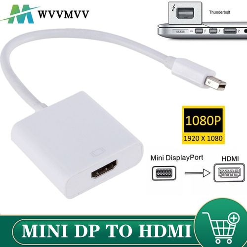 Blanco MINI DP TO HDMI Mini DisplayPort Thunderbolt de haute qualité Port d'affichage DP vers HDMI câble adaptateur compatible pour Apple Mac Macbook Pro Air