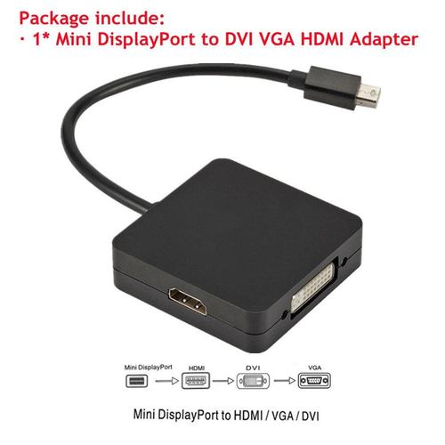 3 en 1 Mini DP - 3 en 1 Mini DP - Mini DP DisplayPort vers HDMI, adaptateur VGA DVI, convertisseur de câble 3 en 1, forMacBook Pro Air Mini DisplayPort