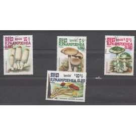 Cambodge Timbres Fleurs Et Champignons
