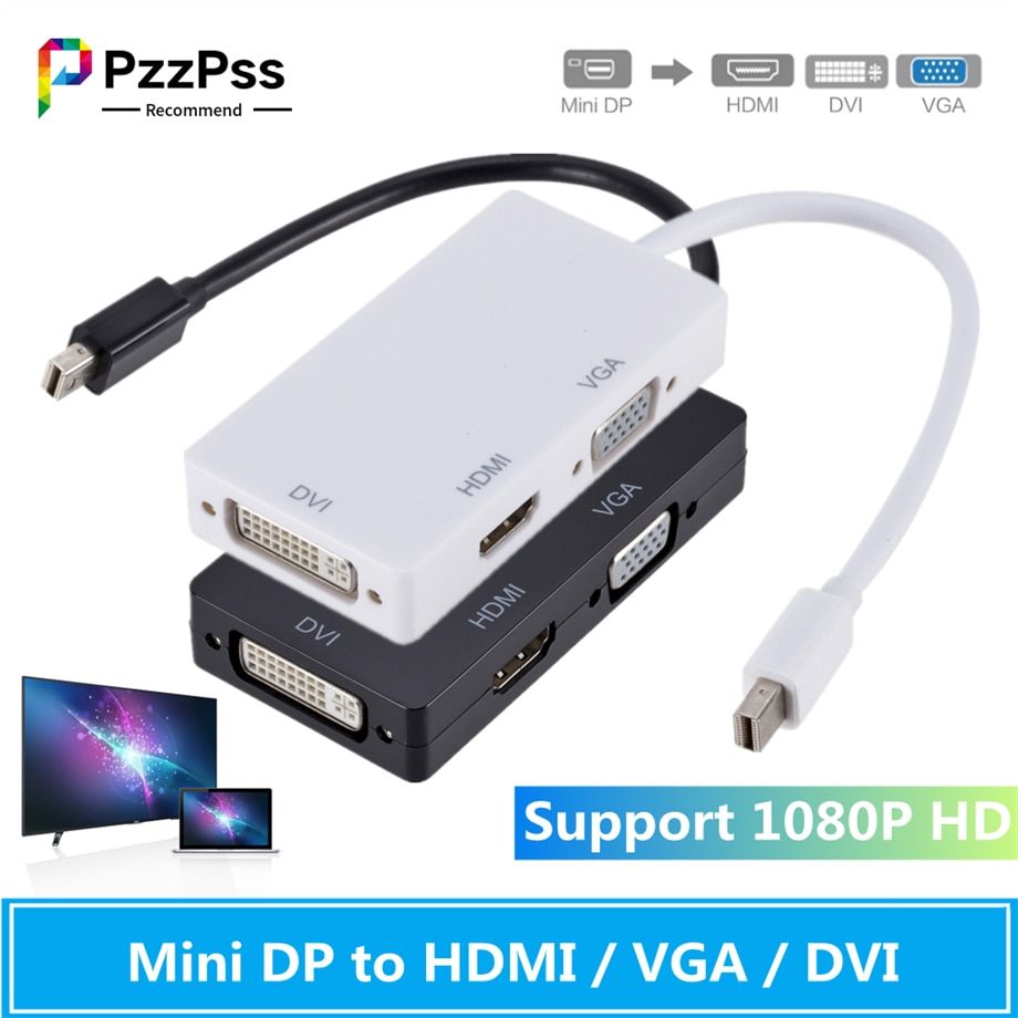 Le noir - PzzPss 3 en 1 Mini Displayport DP Mle vers DVI HD... - 2