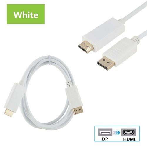 blanche - 1.8m - PzzPss 6ft Displayport HDMI Adaptateur 1080P Display Port Convertisseur Pour PC Projecteur Pour Ordinateur Portable DP VERS HDMI CÂBLE Displayport CÂBLE HDMI