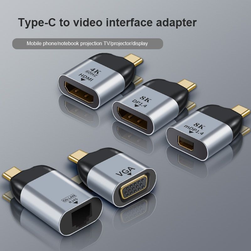 Type-C  RJ45 - USB C  compatibles HDMI Dp Mini Dp Adaptate... - 2