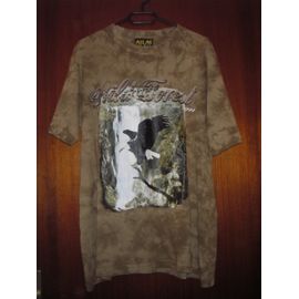 Tee-Shirt Homme Manches Courtes Atlas For Men, Taille M, Coloris Nuancé De Marron + Sérigraphie Shild & Forest, 100% Coton, Longueur 73,5 Cm, Largeur Épaules 56 Cm, Tour De Poitrine 116 Cm.